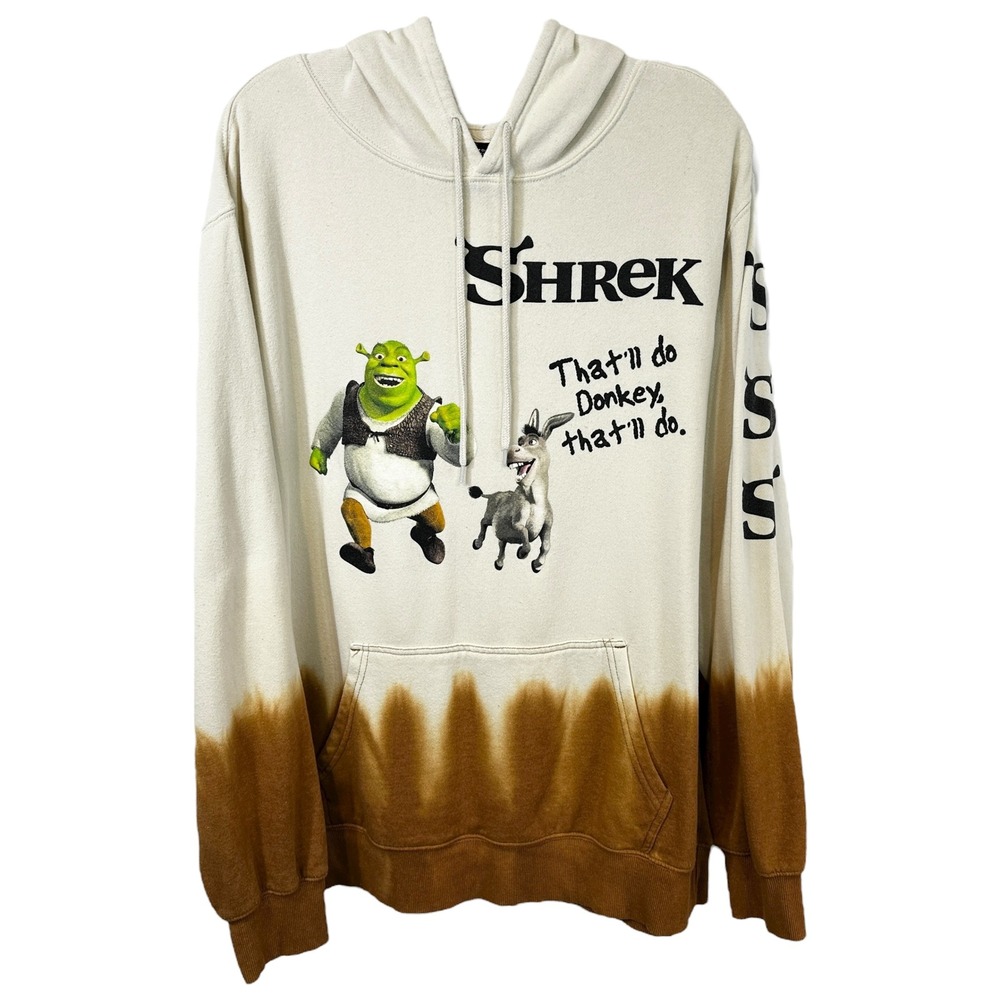Shrek XL Hoodie Dip Dye Sweatshirt Mens Dreamworks Donkey Y2K VTG‎ Disney 841